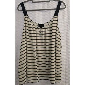 Lane Bryant Striped Tank With‎ Wide Grosgrain Adjustable Straps, Flowy Chiffon